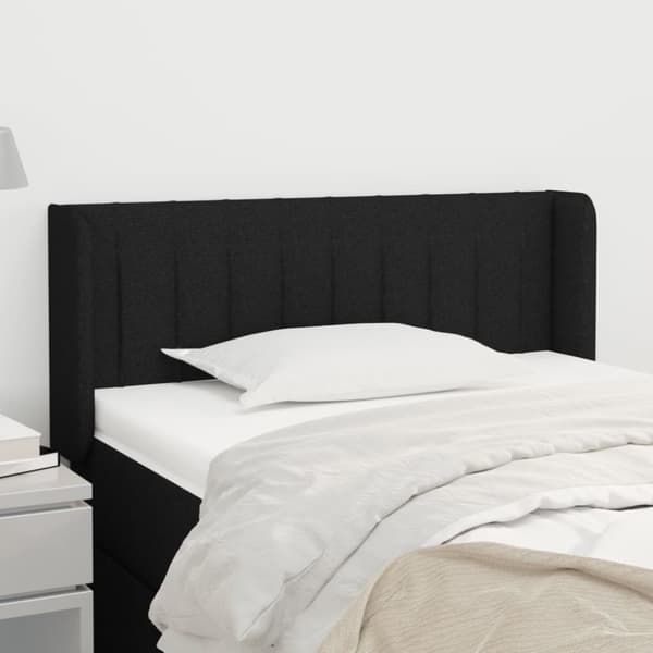 sengegavl med kanter 83x16x78/128 cm stof sort