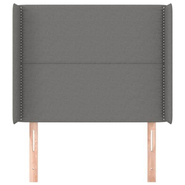 sengegavl med kanter 83x16x118/128 cm stof mørkegrå