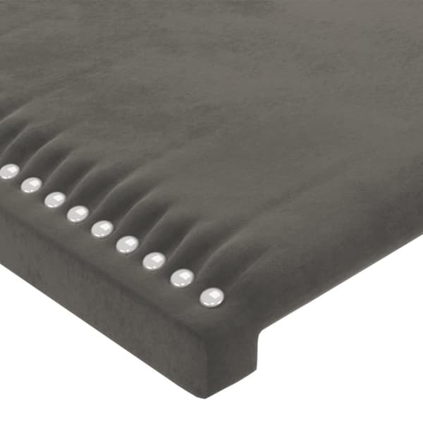 sengegavl med kanter 163x16x118/128 cm fløjl mørkegrå