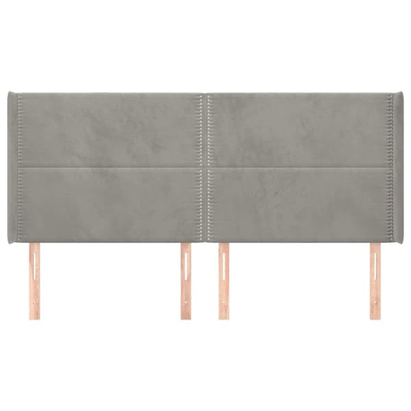 sengegavl med kanter 203x16x118/128 cm fløjl lysegrå