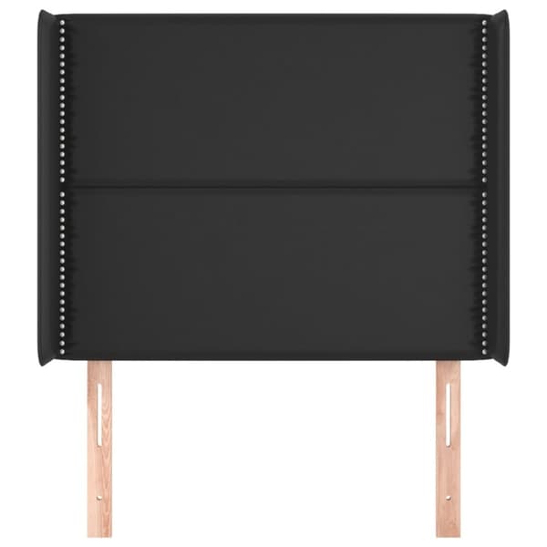 sengegavl med kanter 83x16x118/128 cm kunstlæder sort