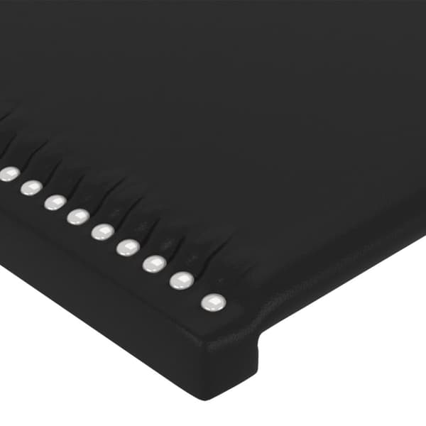 sengegavl med kanter 83x16x118/128 cm kunstlæder sort
