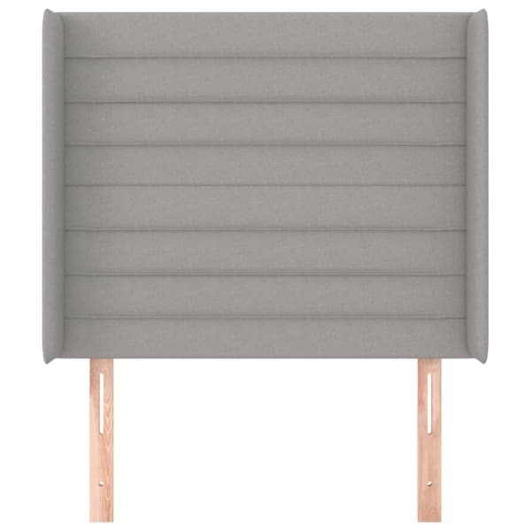 sengegavl med kanter 83x16x118/128 cm stof lysegrå