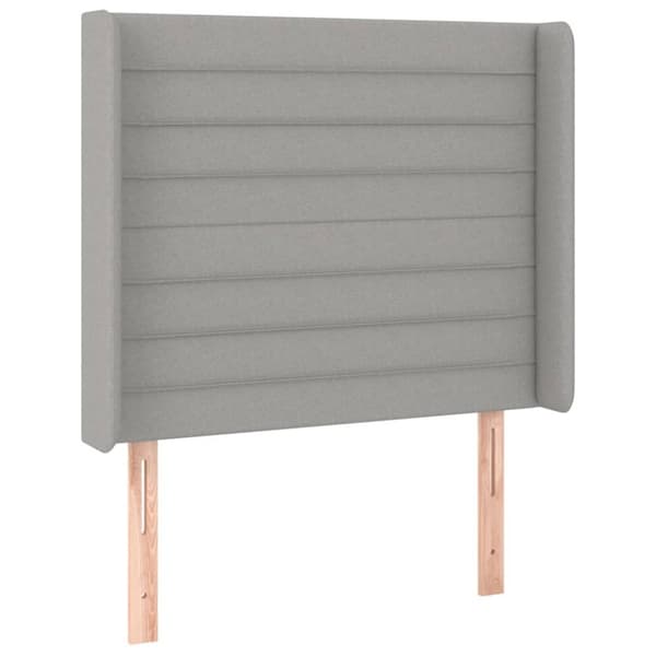 sengegavl med kanter 83x16x118/128 cm stof lysegrå