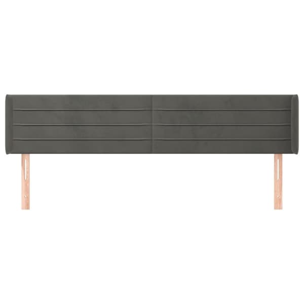 sengegavl med kanter 163x16x78/88 cm fløjl mørkegrå