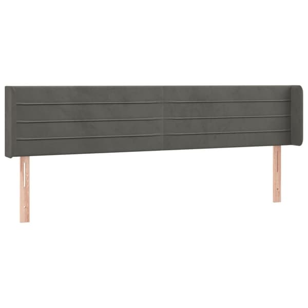 sengegavl med kanter 163x16x78/88 cm fløjl mørkegrå