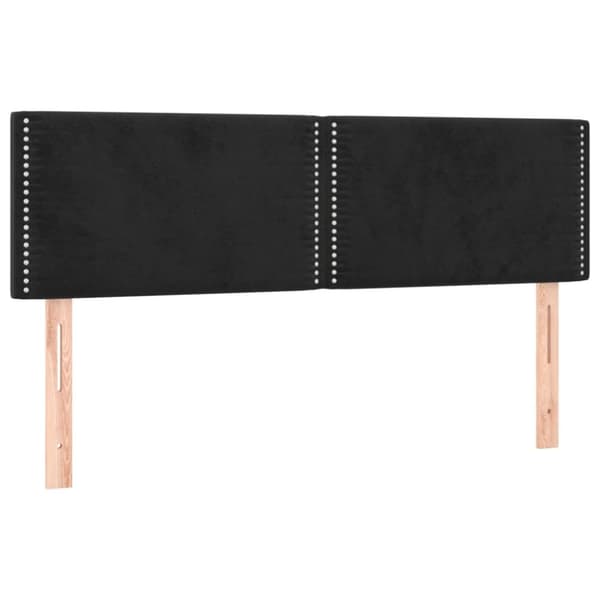 sengegavl med LED-lys 144x5x78/88 cm fløjl sort