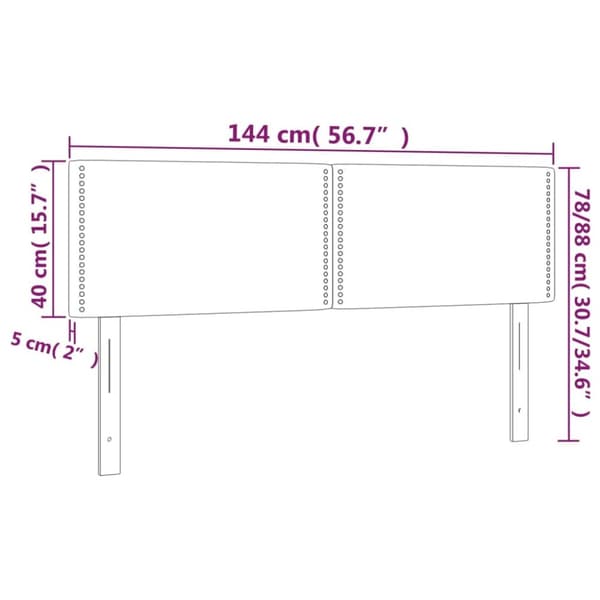 sengegavl med LED-lys 144x5x78/88 cm fløjl sort