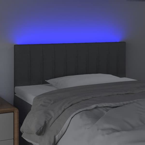 Sängyn pääty LED-valolla, tummanharmaa, 80x5x78/88 cm, kangas
