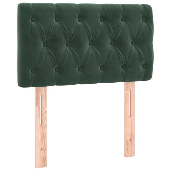 sengegavl med LED-lys 80x7x78/88 cm velour mørkegrøn