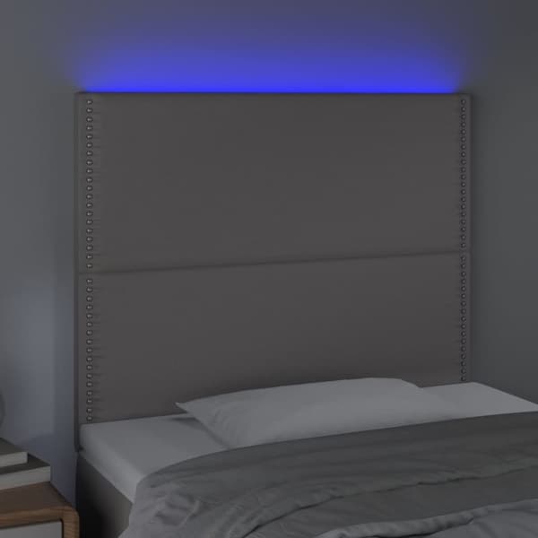 sengegavl med LED-lys 80x5x118/128 cm kunstlæder grå