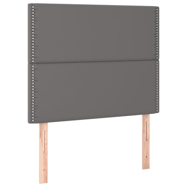 sengegavl med LED-lys 80x5x118/128 cm kunstlæder grå