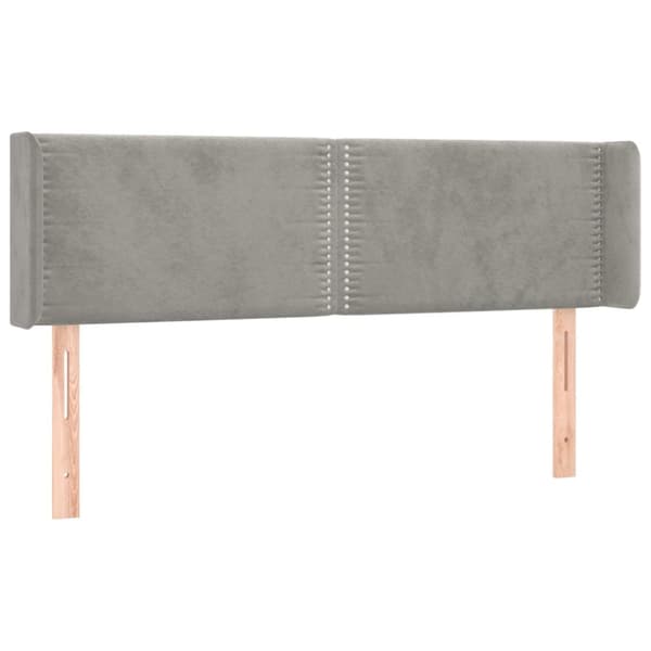 sengegavl med LED-lys 147x16x78/88 cm fløjl lysegrå