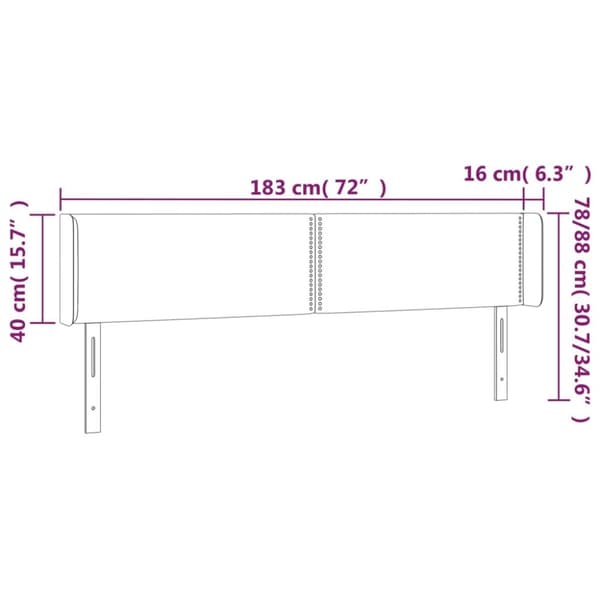 sengegavl med LED-lys 183x16x78/88 cm kunstlæder grå