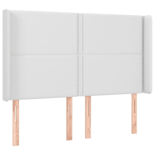 Sängyn pääty LED-valolla, valkoinen, 147x16x118/128cm tekonahka