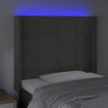 Miniatyrbillede 4 af 6: sengegavl med LED-lys 103x16x118/128 cm fløjl mørkegrå