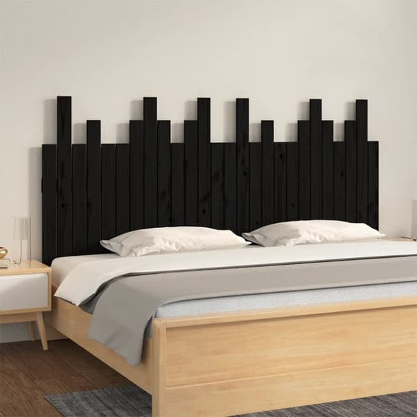 Sängynpääty seinälle musta 166x3x80 cm täysi mänty