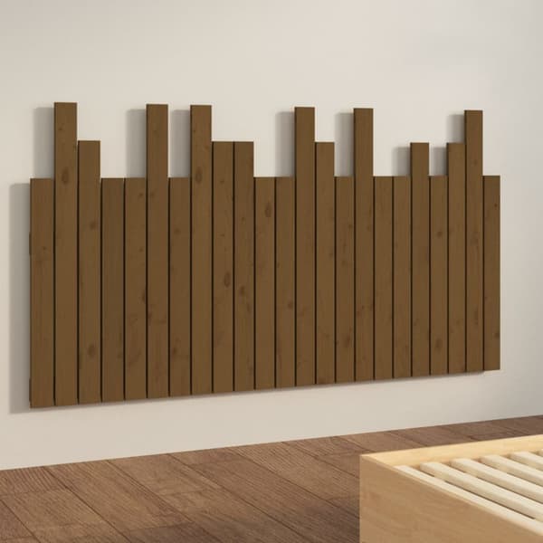 sengegavl 146,5x3x80 cm massivt fyrretræ gyldenbrun
