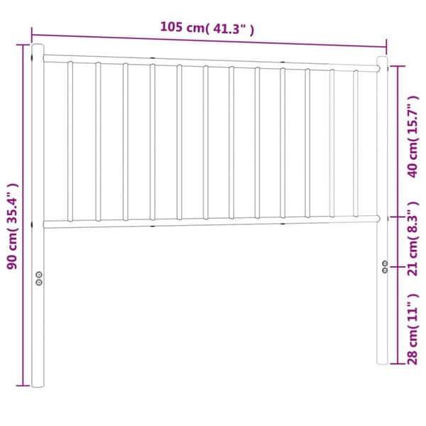sengegavl 100 cm metal hvid