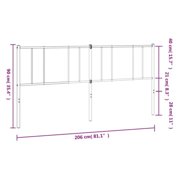 Metallinen sängynpääty valkoinen 200 cm