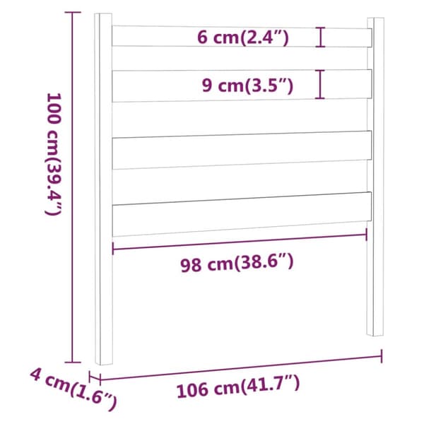 sengegærde 106x4x100 cm massivt fyrretræ hvid