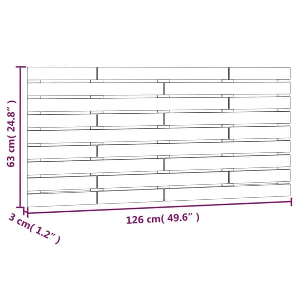 sengegavl 126x3x63 cm massivt fyrretræ