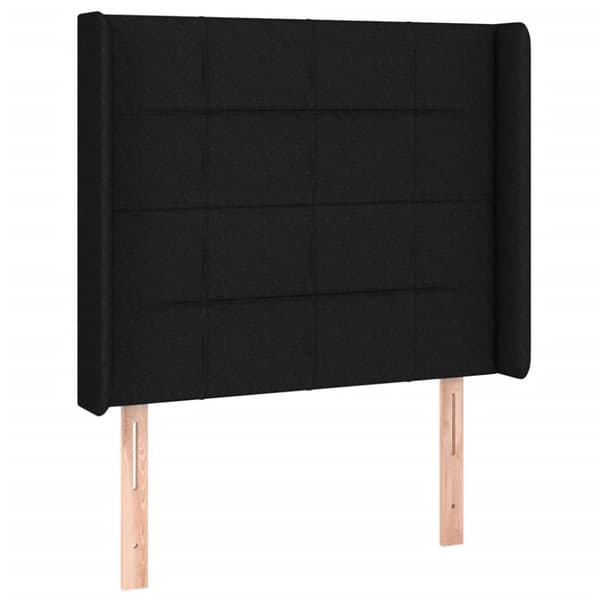 sengegavl med LED-lys 93x16x118/128 cm stof sort