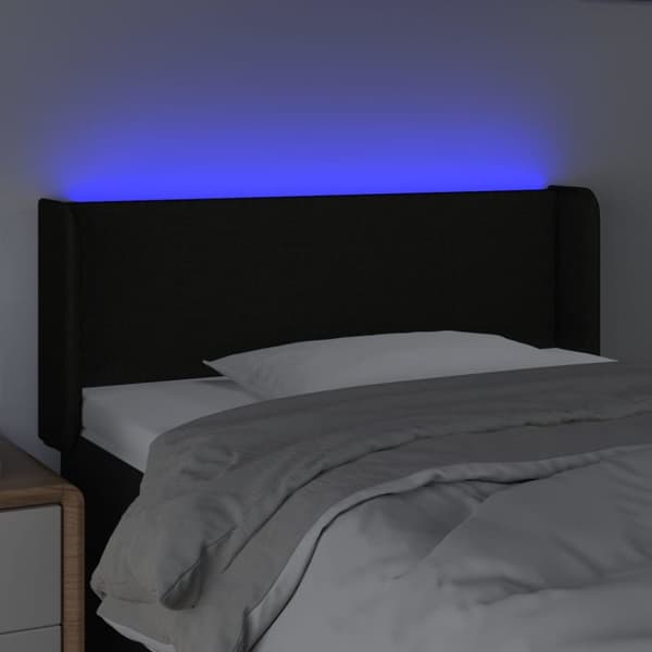 sengegavl med LED-lys 93x16x78/88 cm stof sort