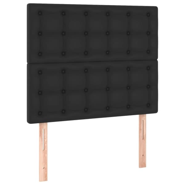 sengegavl med LED-lys 90x5x118/128 cm kunstlæder sort