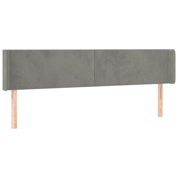 sengegavl med LED-lys 203x16x78/88 cm fløjl lysegrå