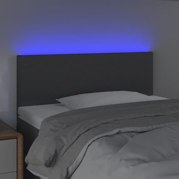 Sängyn pääty LED-valolla, tummanharmaa, 100x5x78/88 cm, kangas