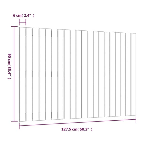 Sängynpääty seinälle harmaa 127,5x3x90 cm täysi mänty