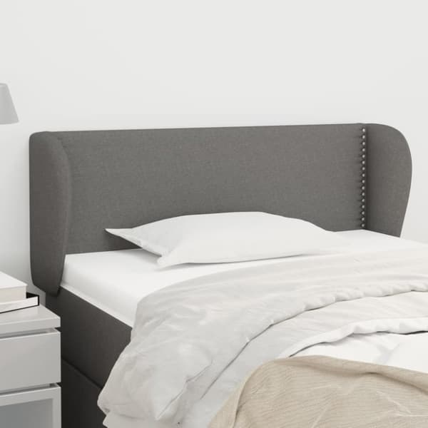sengegavl med kanter 93x23x78/88 cm stof mørkegrå