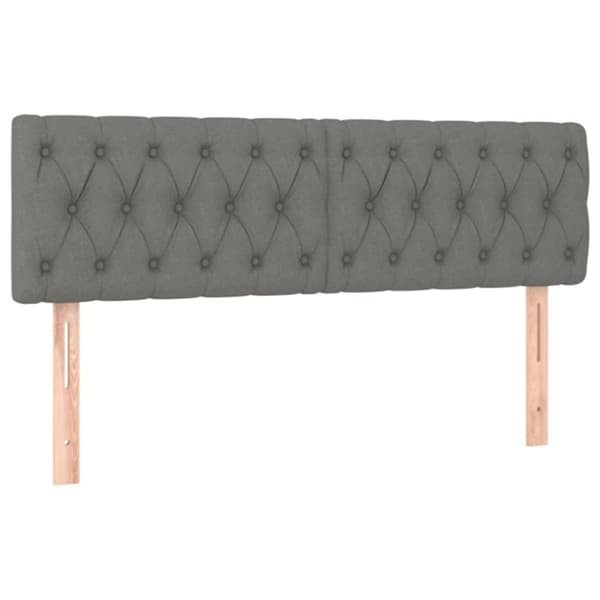 sengegavl med LED-lys 160x7x78/88 cm stof mørkegrå
