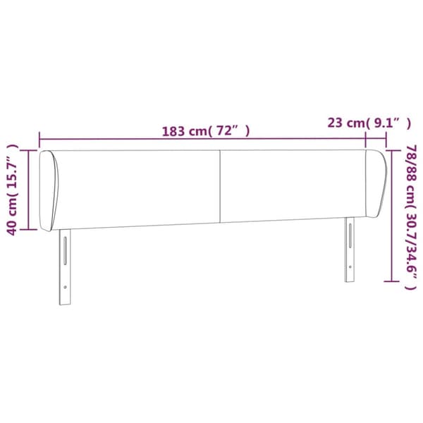 sengegavl med kanter 183x23x78/88 cm stof sort