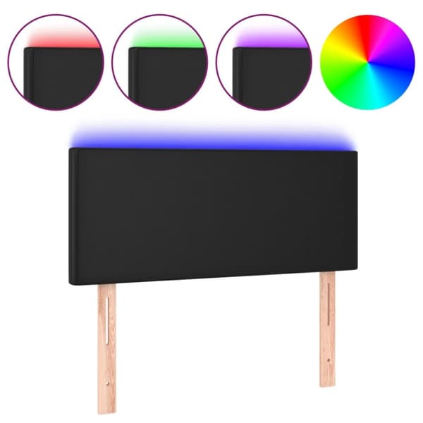 sengegavl med LED-lys 80x5x78/88 cm kunstlæder sort