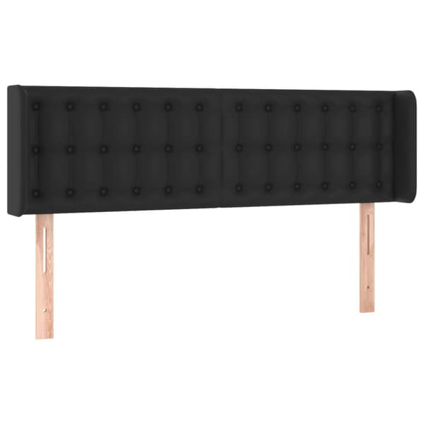 sengegavl med kanter 147x16x78/88 cm kunstlæder sort