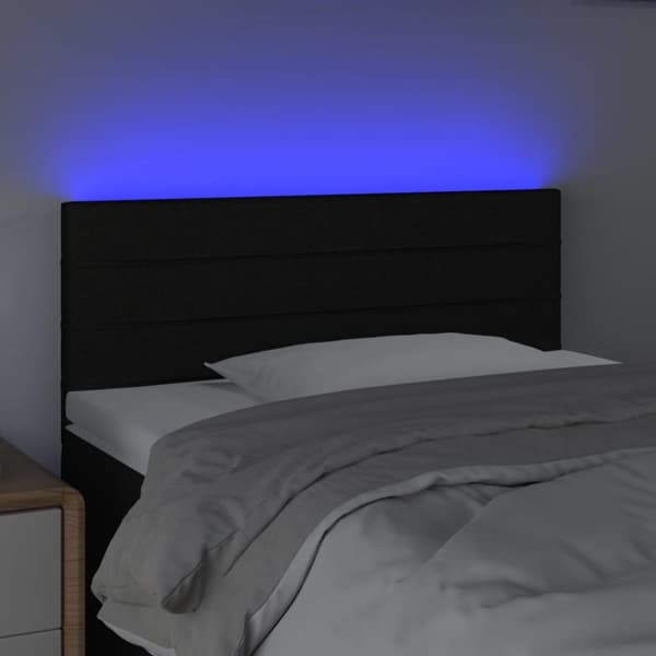 Sängyn pääty LED-valolla, musta, 80x5x78/88 cm, kangas