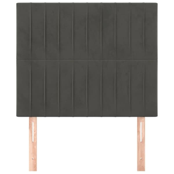 Sängyn päädyt, 2 kpl, tummanharmaa, 80x5x78/88 cm, sametti