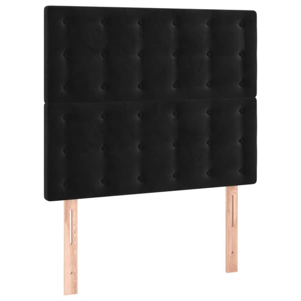 sengegavl med LED-lys 100x5x118/128 cm fløjl sort
