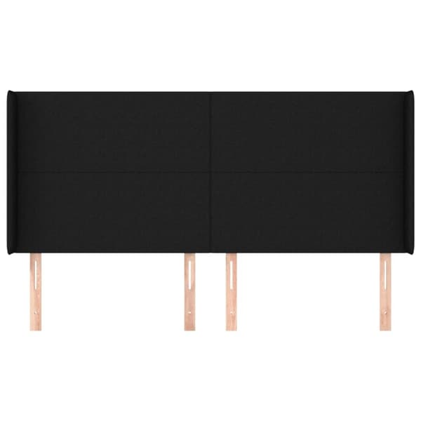 sengegavl med kanter 203x16x118/128 cm stof sort