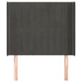 Miniatyrbillede 3 af 9: sengegavl med kanter 93x16x118/128 cm fløjl mørkegrå