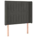 Miniatyrbillede 2 af 9: sengegavl med kanter 93x16x118/128 cm fløjl mørkegrå