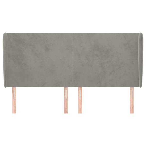 sengegavl med kanter 203x23x118/128 cm fløjl lysegrå