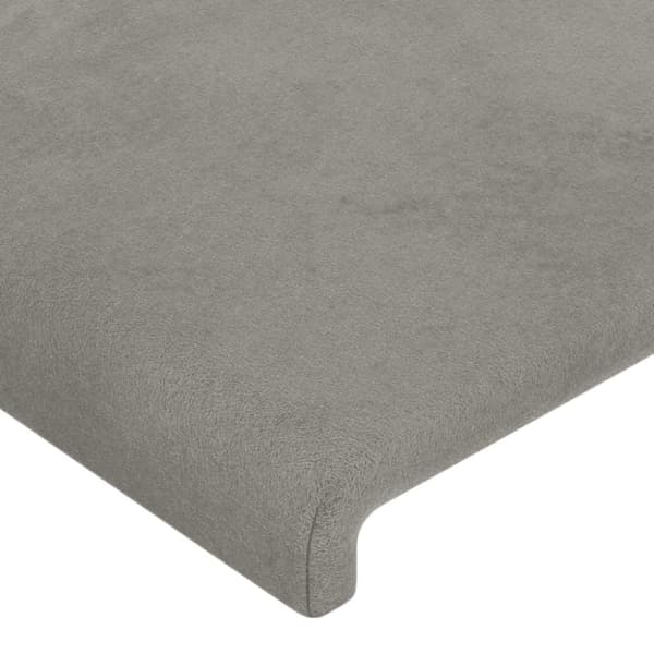 sengegavl med kanter 203x23x118/128 cm fløjl lysegrå