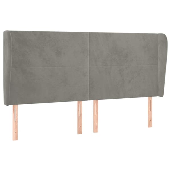 sengegavl med kanter 203x23x118/128 cm fløjl lysegrå
