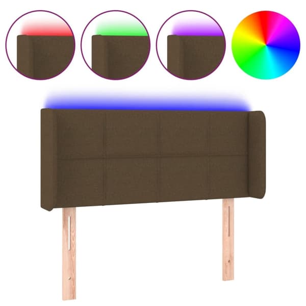 Sänggavel LED mörkbrun 93x16x78/88 cm tyg
