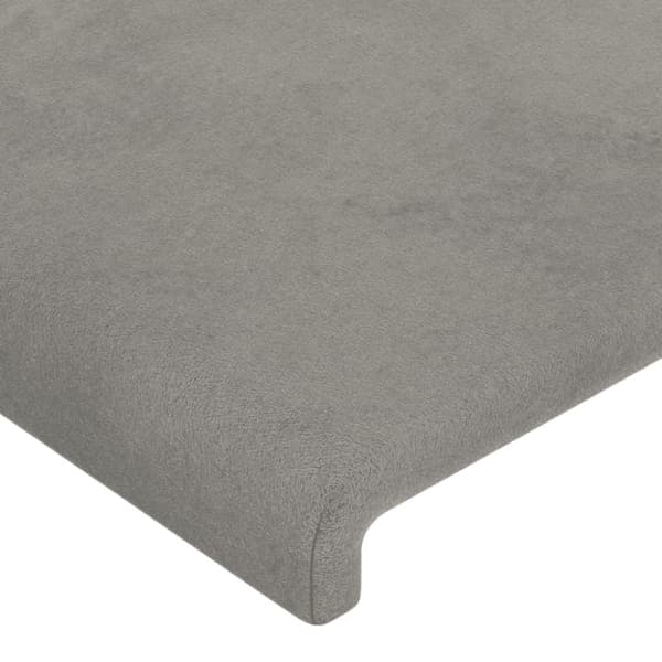 sengegavl med LED-lys 203x16x118/128 cm fløjl lysegrå