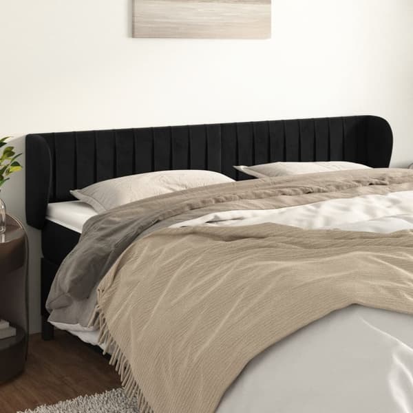 sengegavl med kanter 163x23x78/88 cm fløjl sort