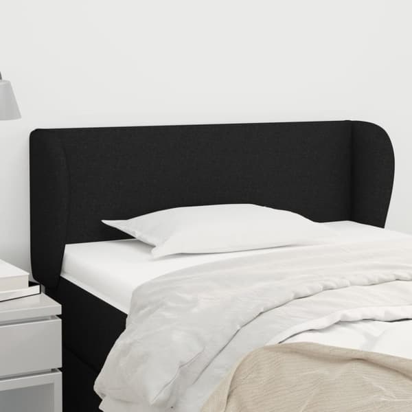 sengegavl med kanter 83x23x78/88 cm stof sort